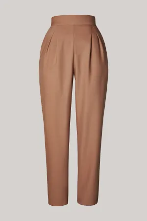 Structured Conic Wool Pants in Camel