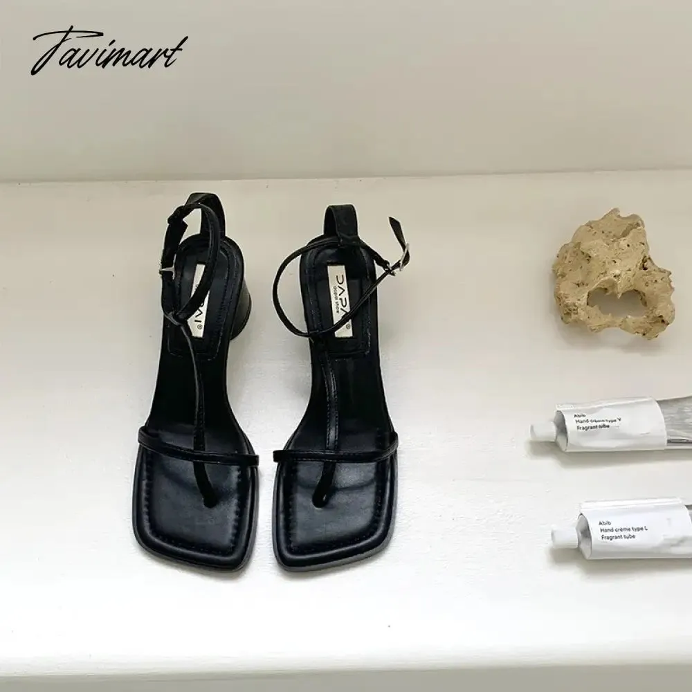 Tavimart Summer Low Heel Ankle Strap Sandals New Narrow Band Gladiator Sandal Ladies Outdoor Casual Buckle Sandalias Mujer