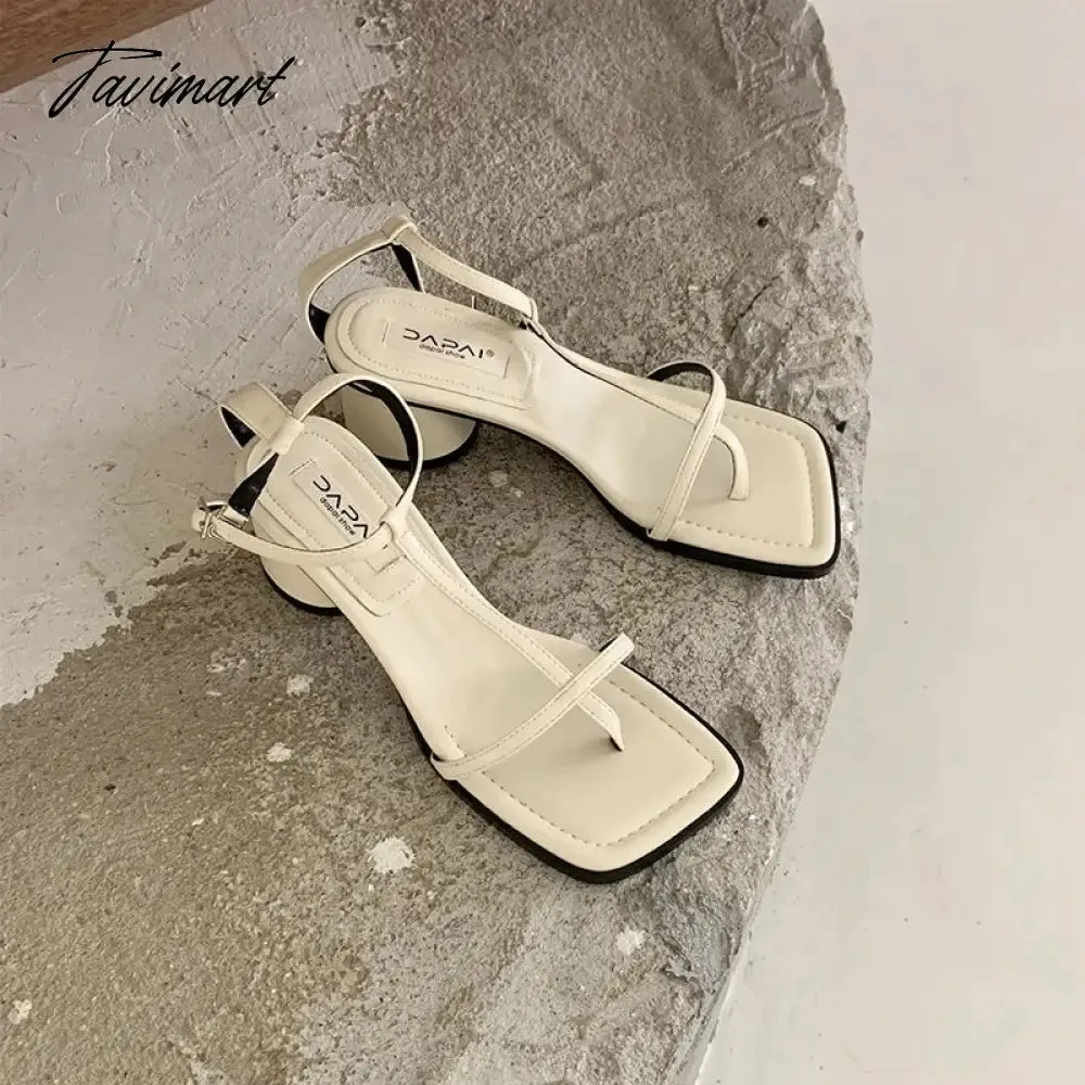 Tavimart Summer Low Heel Ankle Strap Sandals New Narrow Band Gladiator Sandal Ladies Outdoor Casual Buckle Sandalias Mujer