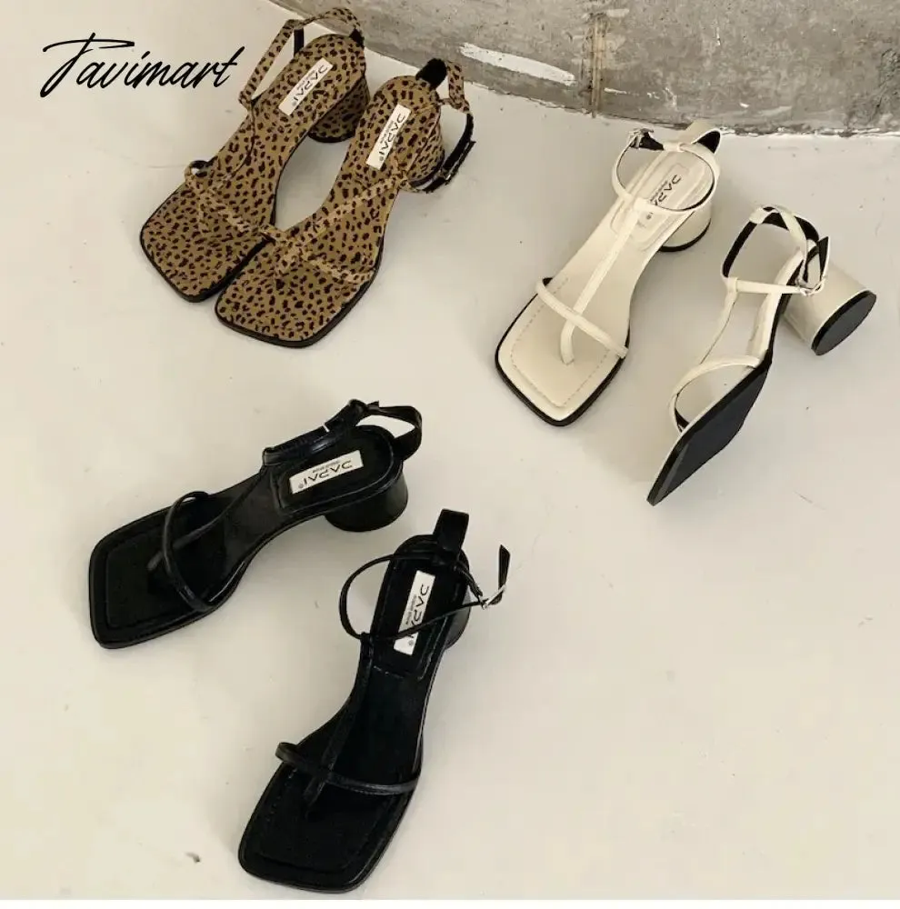 Tavimart Summer Low Heel Ankle Strap Sandals New Narrow Band Gladiator Sandal Ladies Outdoor Casual Buckle Sandalias Mujer