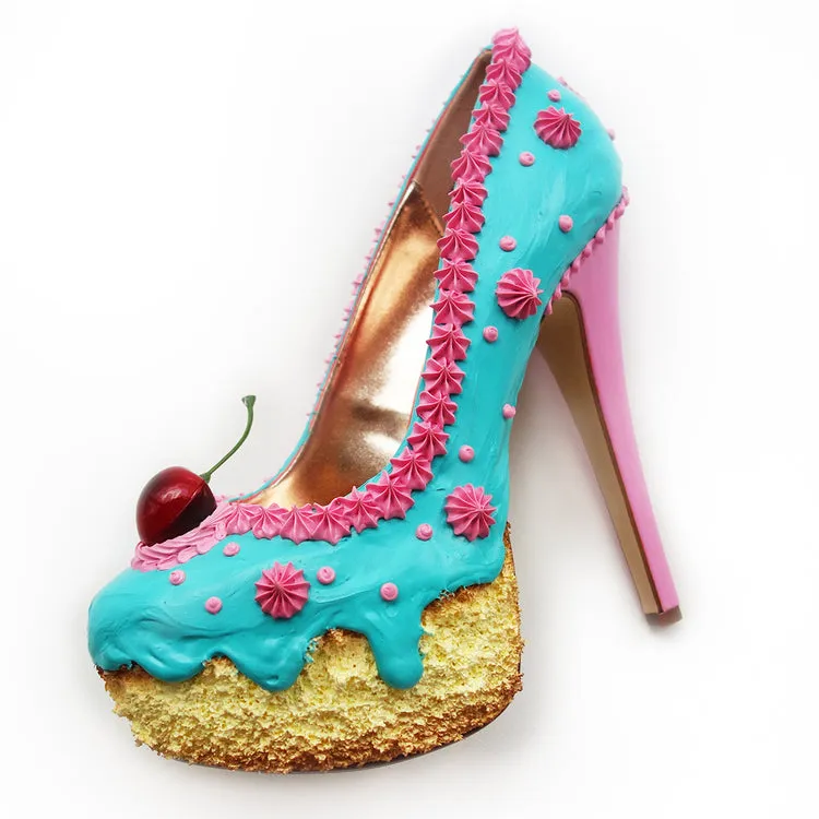 Teal and Pink Cake Heels