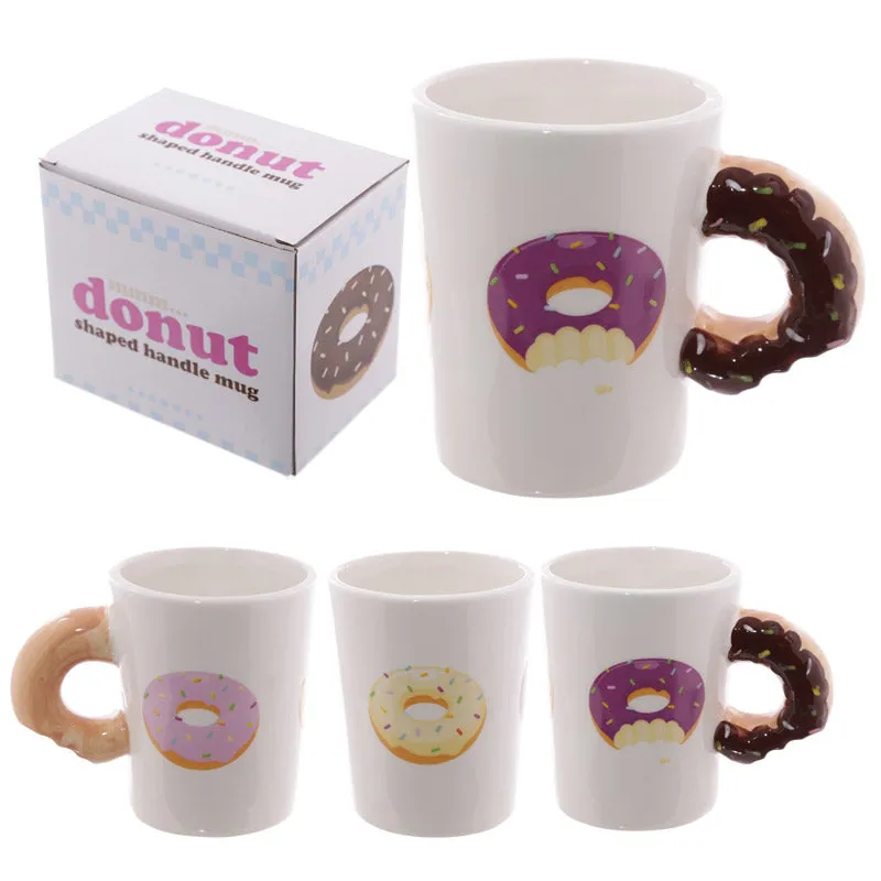 The Donut Mug Delicious Pink Icing Chocolate Doughnut Coffee Mug Novelty Milk Mug Tea Cup Best Gift Idea