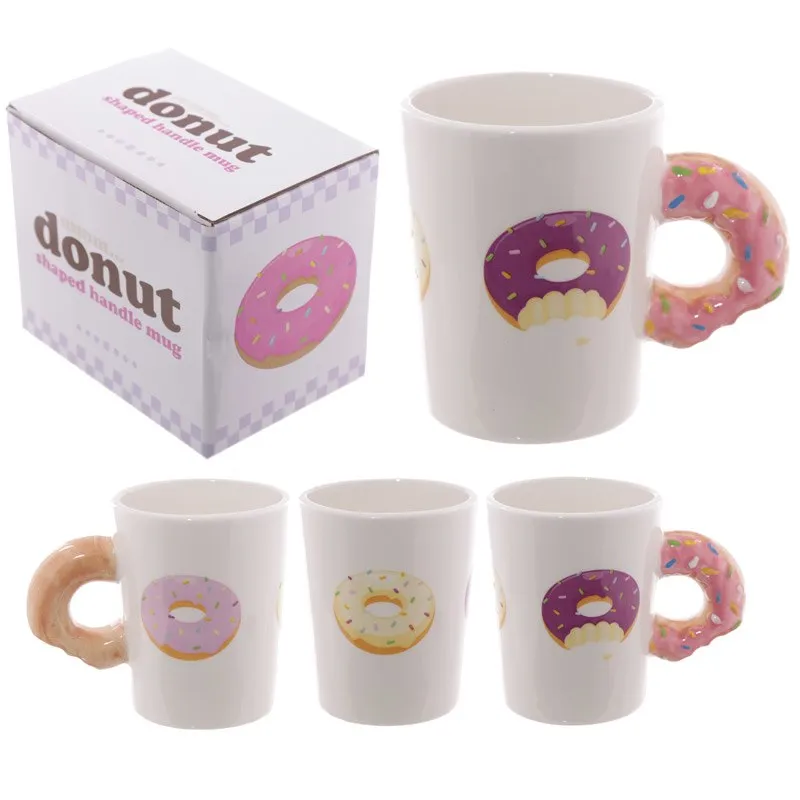 The Donut Mug Delicious Pink Icing Chocolate Doughnut Coffee Mug Novelty Milk Mug Tea Cup Best Gift Idea