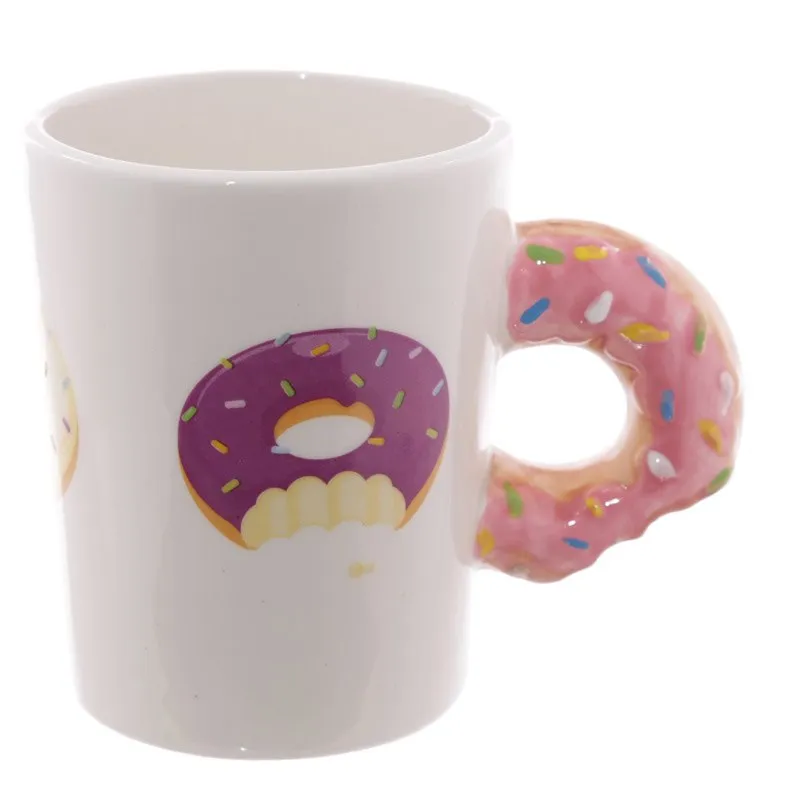 The Donut Mug Delicious Pink Icing Chocolate Doughnut Coffee Mug Novelty Milk Mug Tea Cup Best Gift Idea