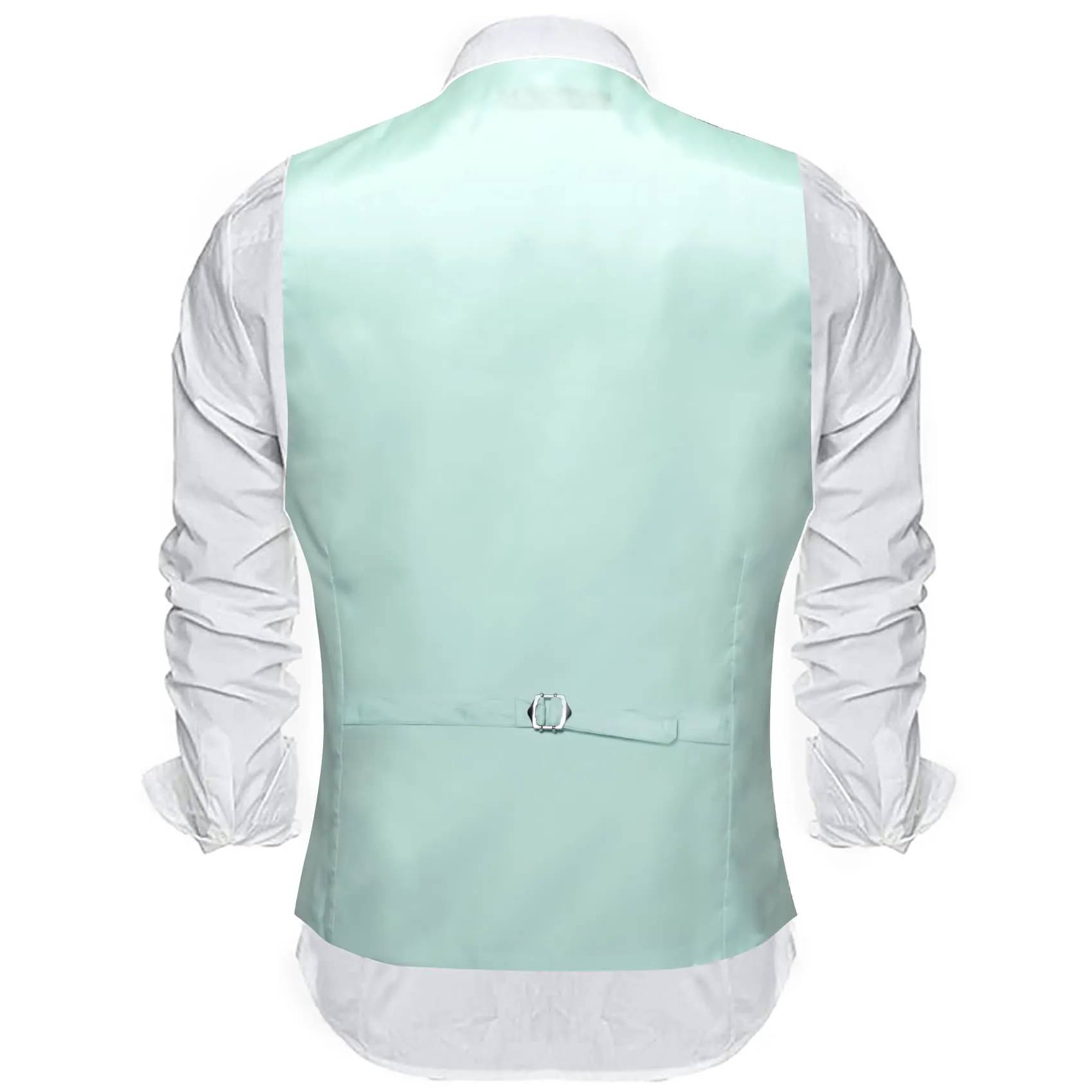 Ties2you Dress Vest Mint Green Solid V Neck Button Up Silk Mens Work Vest Top