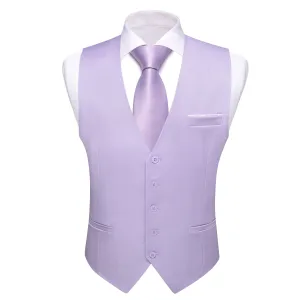 Ties2you Work Vest Languid Lavender Purple Solid Button Silk Mens Vest Jacket