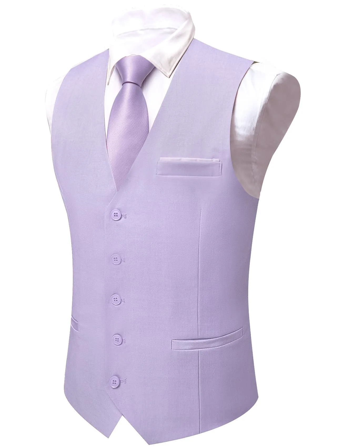 Ties2you Work Vest Languid Lavender Purple Solid Button Silk Mens Vest Jacket