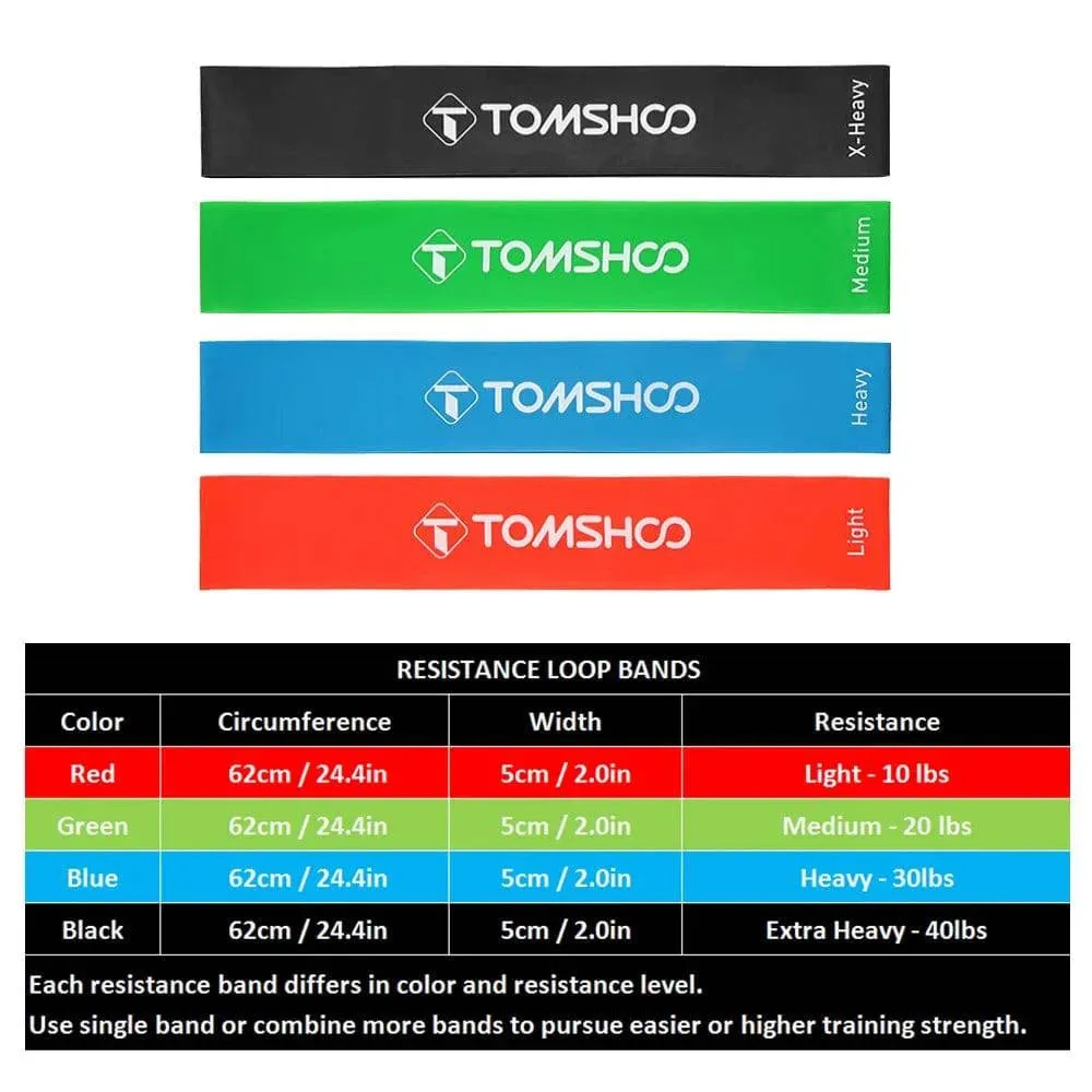 TOMSHOO 1 Set Resistance Bands Set Fitness Rubber Band Yoga Gym Exercise Elastic Loop Band Door Anchor Ankle Straps Set with Bag