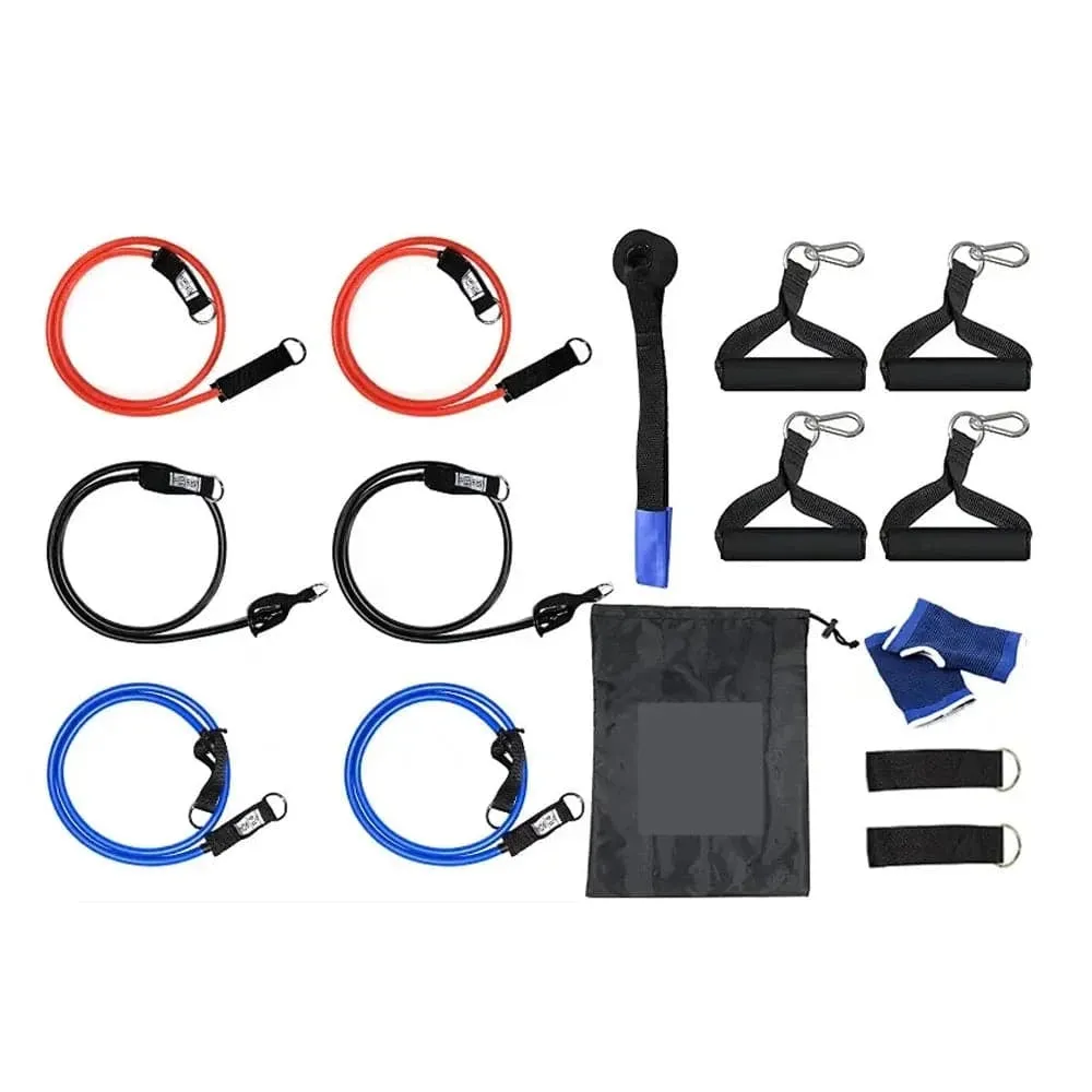 TOMSHOO 1 Set Resistance Bands Set Fitness Rubber Band Yoga Gym Exercise Elastic Loop Band Door Anchor Ankle Straps Set with Bag