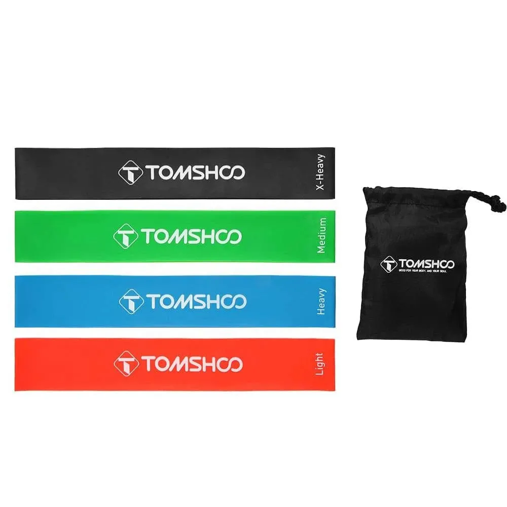 TOMSHOO 1 Set Resistance Bands Set Fitness Rubber Band Yoga Gym Exercise Elastic Loop Band Door Anchor Ankle Straps Set with Bag