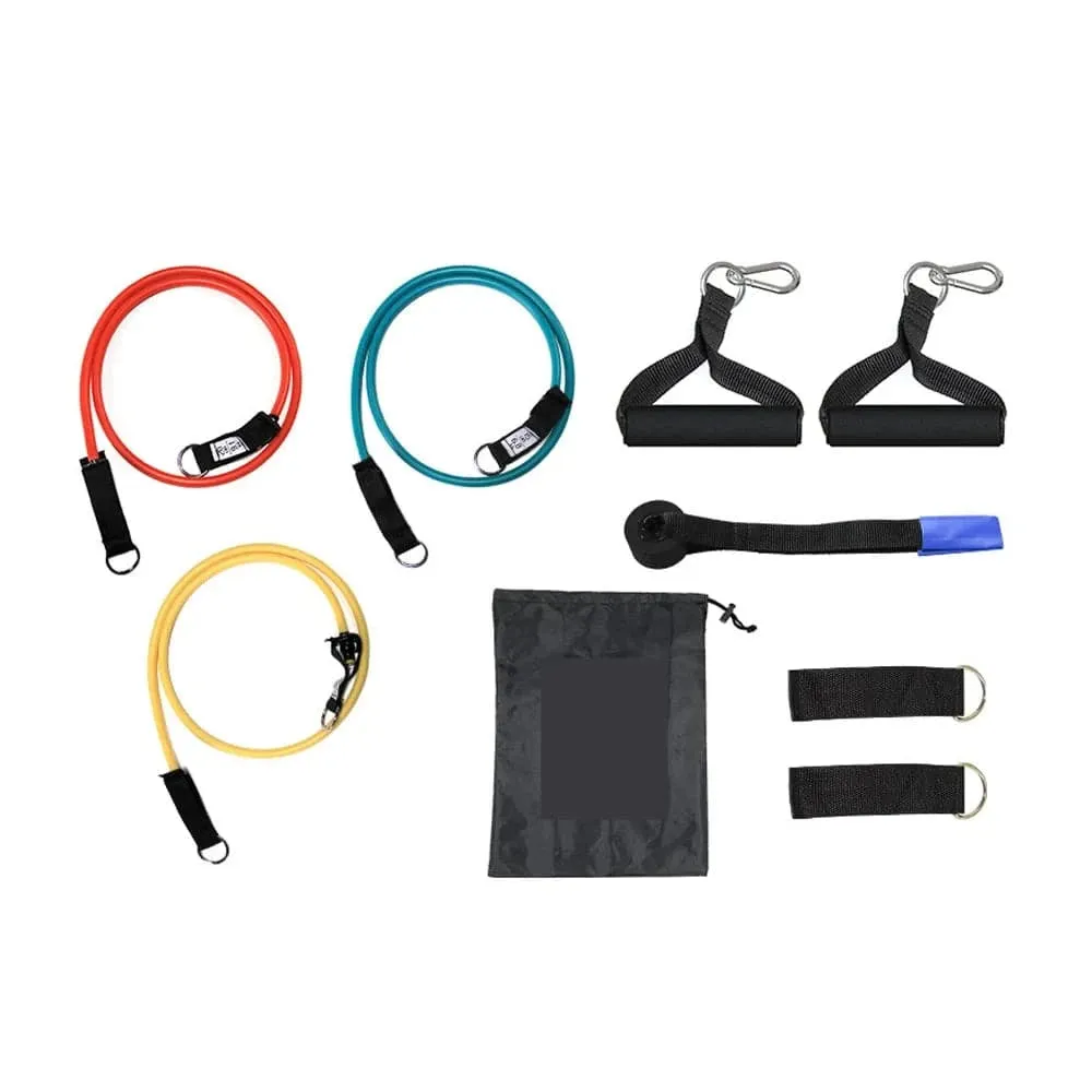 TOMSHOO 1 Set Resistance Bands Set Fitness Rubber Band Yoga Gym Exercise Elastic Loop Band Door Anchor Ankle Straps Set with Bag