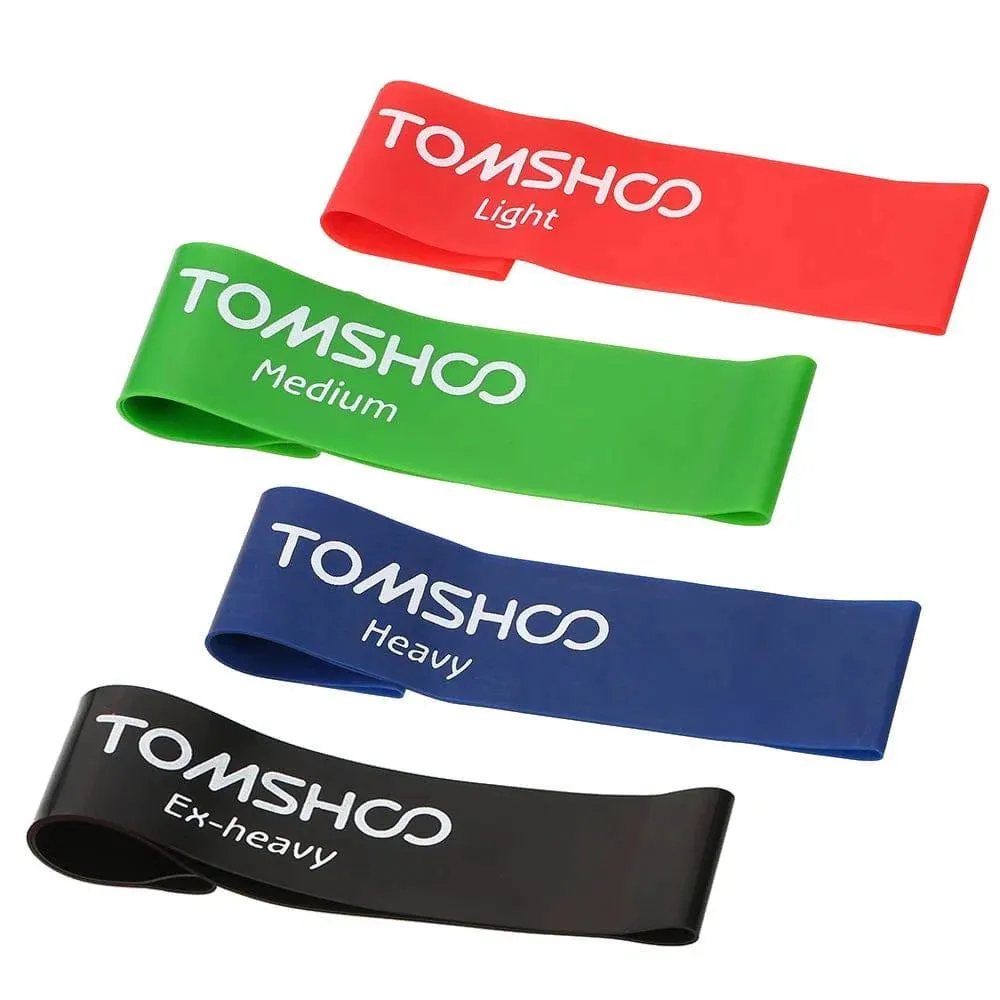 TOMSHOO 1 Set Resistance Bands Set Fitness Rubber Band Yoga Gym Exercise Elastic Loop Band Door Anchor Ankle Straps Set with Bag