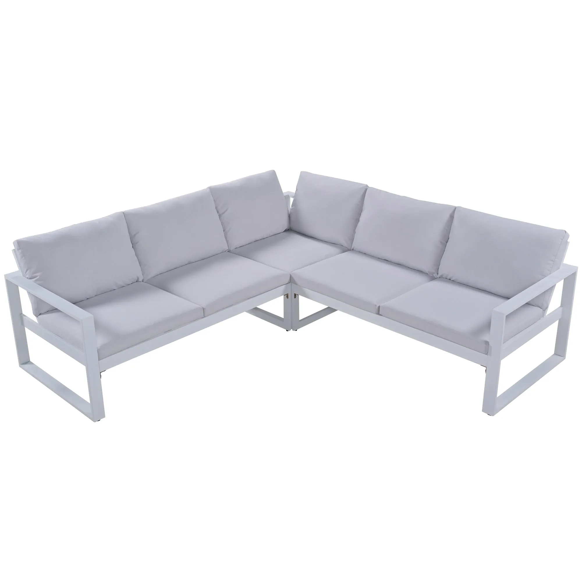 U_Style Industrial Style Outdoor Sofa Combination Set With 2 Love Sofa,1 Single Sofa,1 Table,2 Bench