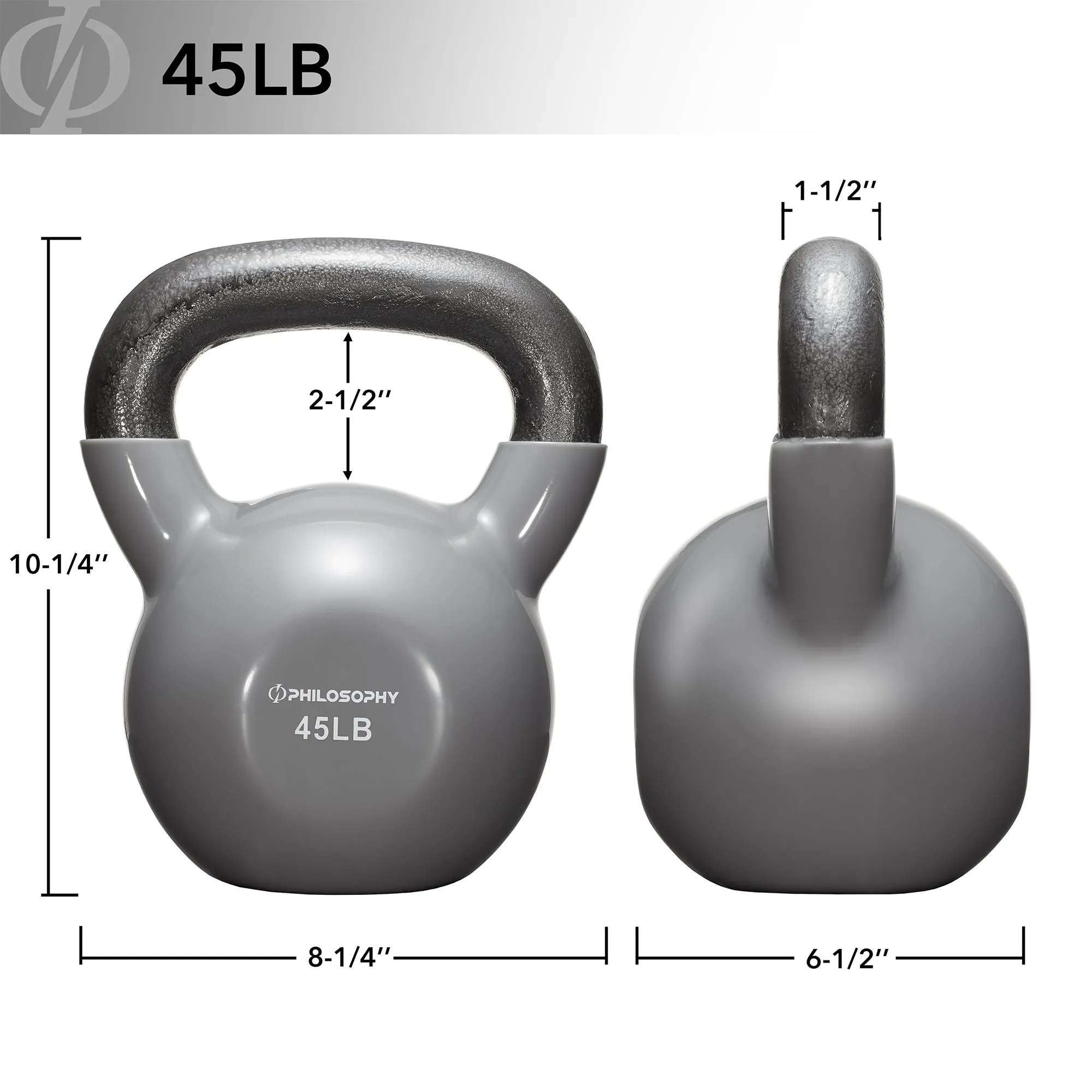 Vinyl Coated Cast Iron Kettlebell, 5 lbs to 50 Pound Weights