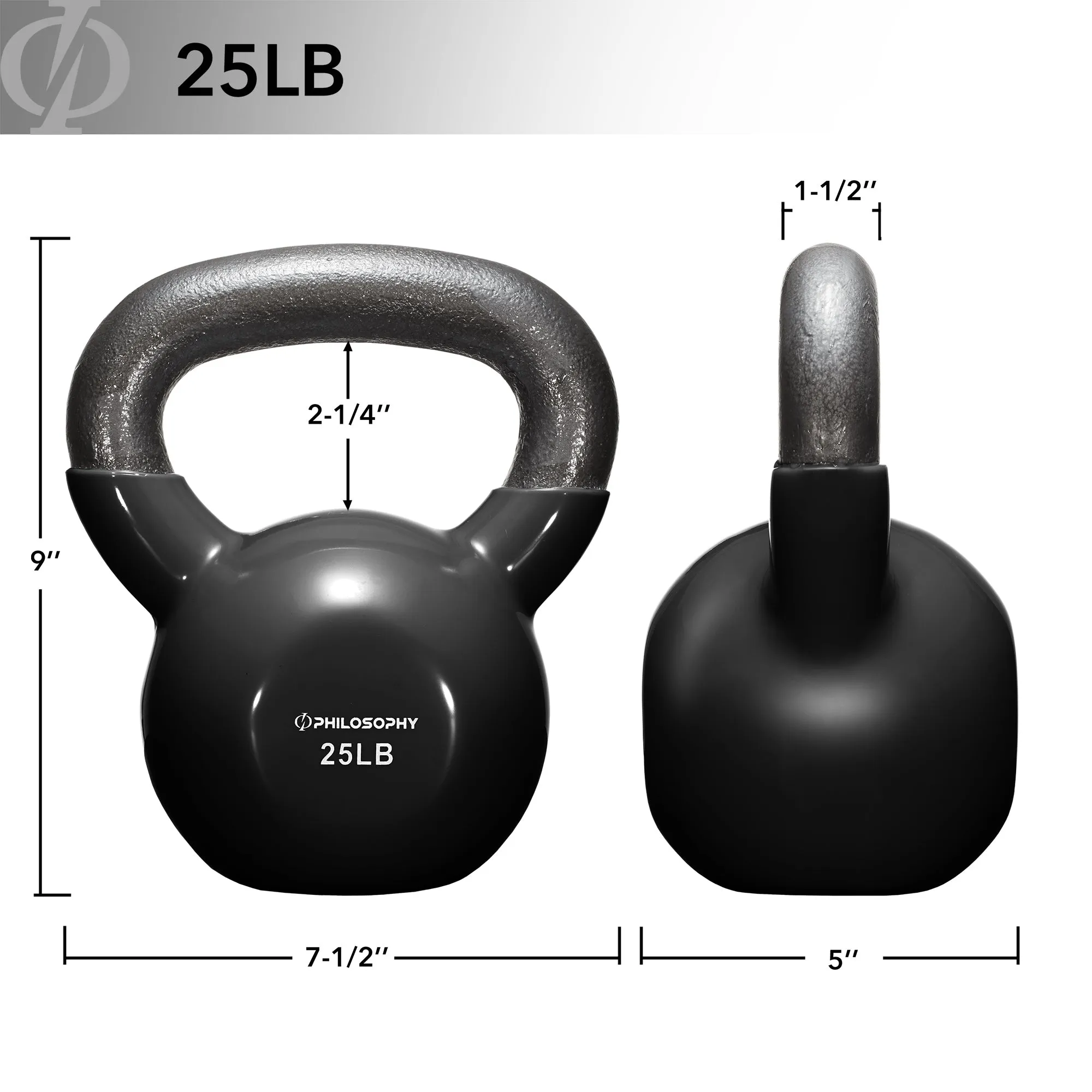 Vinyl Coated Cast Iron Kettlebell, 5 lbs to 50 Pound Weights