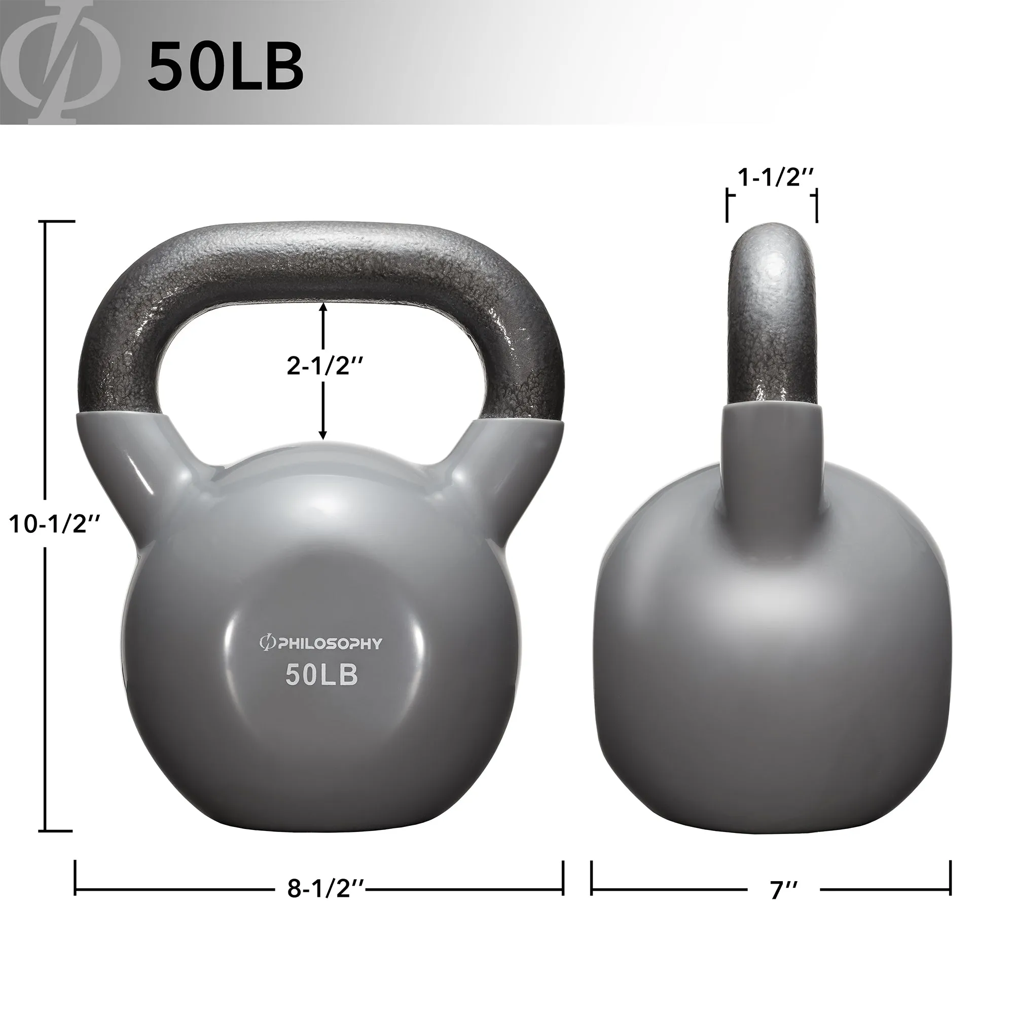 Vinyl Coated Cast Iron Kettlebell, 5 lbs to 50 Pound Weights