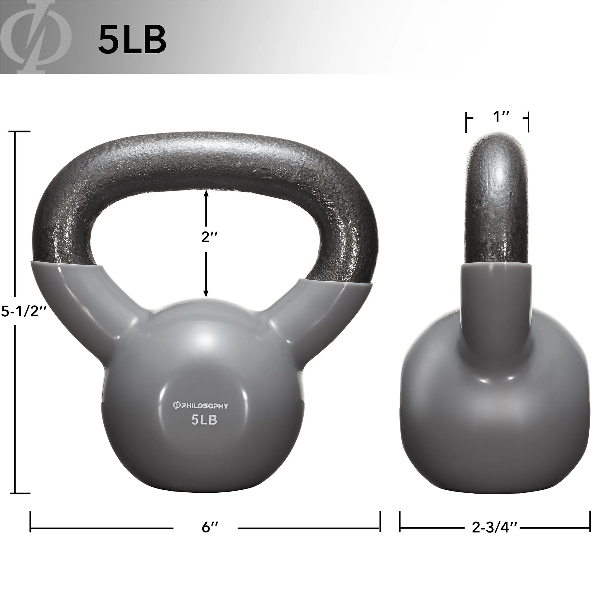 Vinyl Coated Cast Iron Kettlebell Weights (Set of 3) - 5lb, 10lb, 15lb