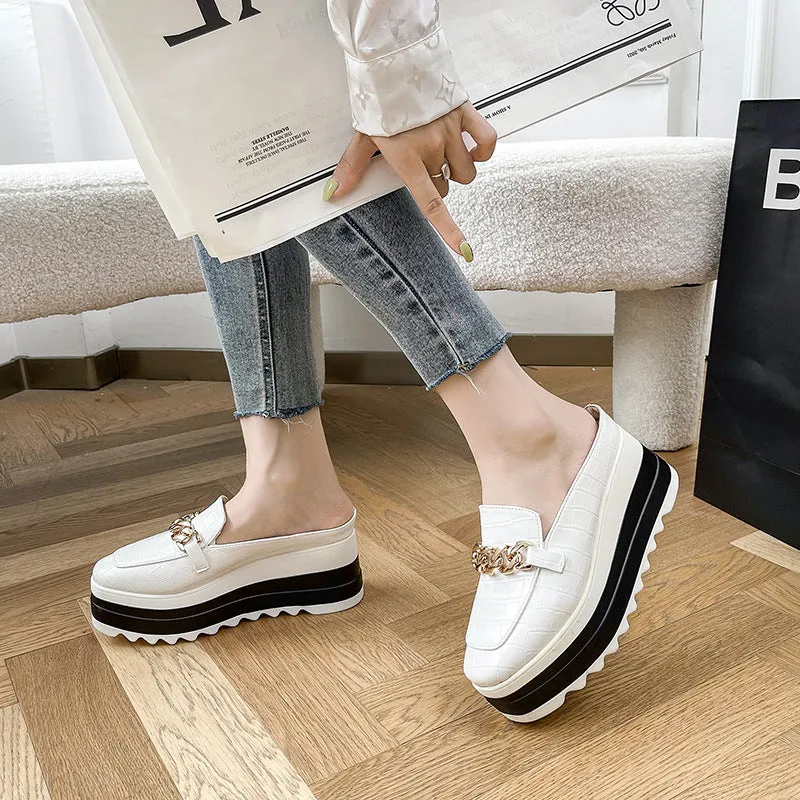 Wedge Half Mop Toe Casual Shoes Platform