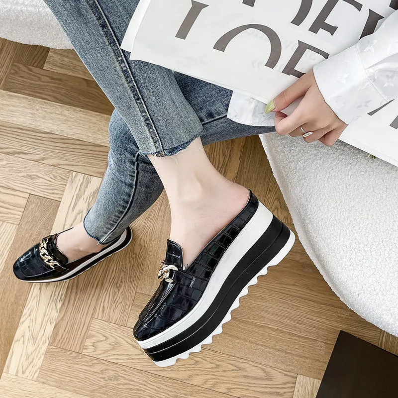 Wedge Half Mop Toe Casual Shoes Platform