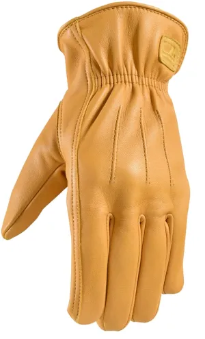 Wells Lamont ComfortHyde 984-M Slip-On Work Gloves, Men's, M, 8 to 8-1/2 in L, Deer Skin Leather, Gold/Yellow :PR: QUANTITY: 1