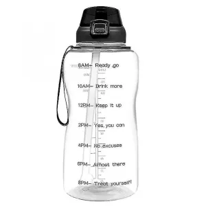 White 2000ml Motivational Water Bottle, Gym And Outdoor Sports