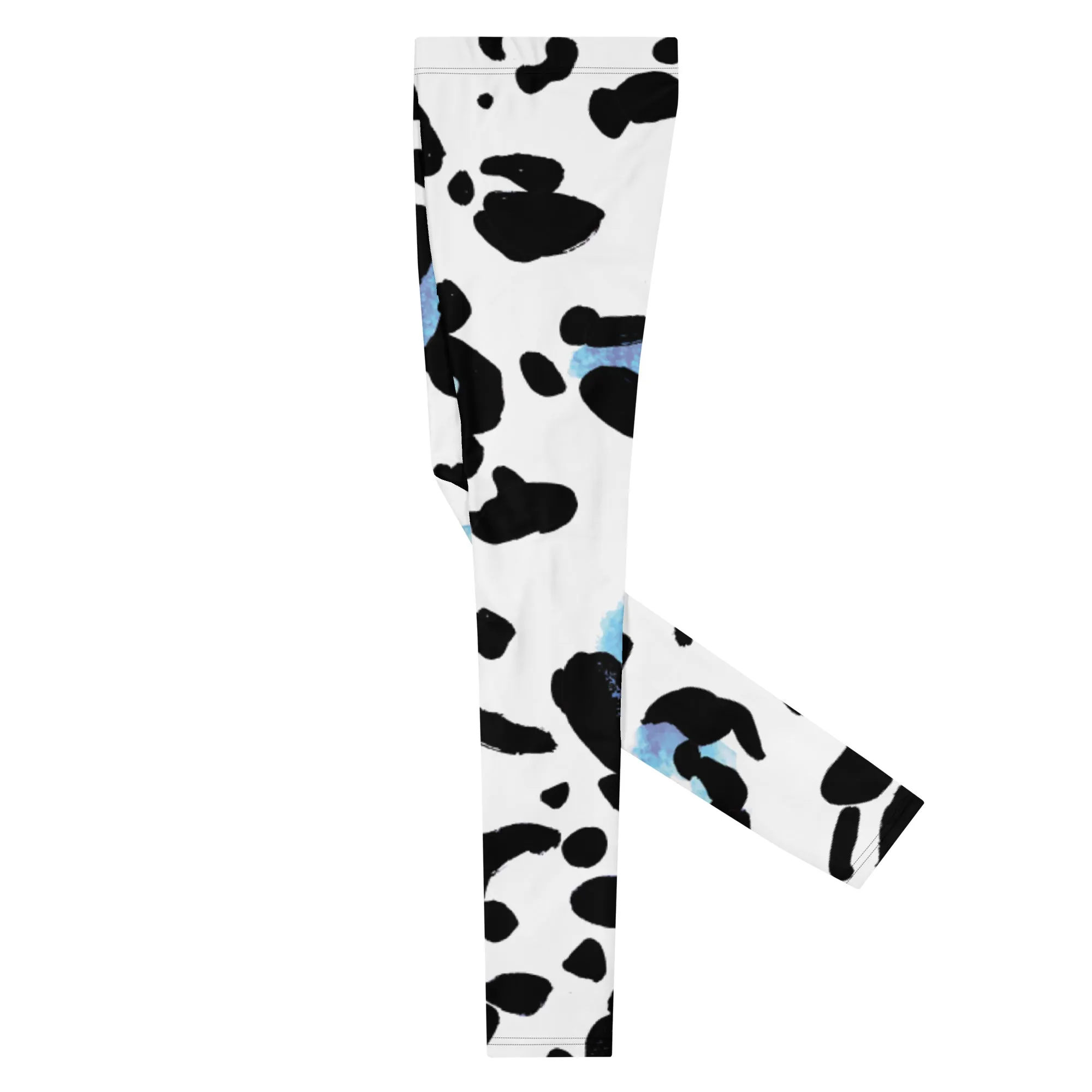 White Leopard Print Men's Leggings, Leopard Animal Print Best Premium Running Tights For Men - Made in USA/EU/MX