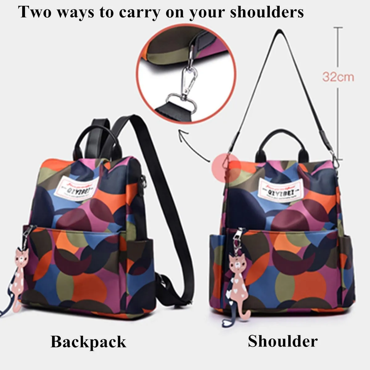 Women Back To School Anti-Theft Nylon Backpack Girls Bag Backpack Travel Bags