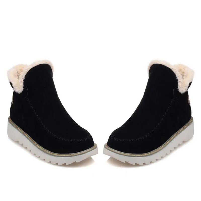 Women's fur lining snow boots non-slip ankle snow boots fashion winter boots