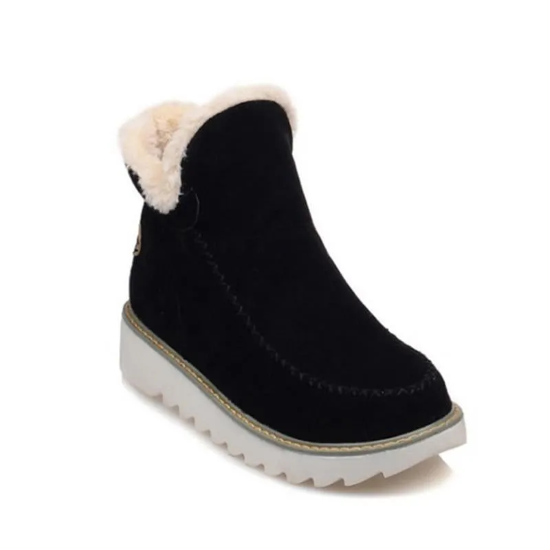 Women's fur lining snow boots non-slip ankle snow boots fashion winter boots