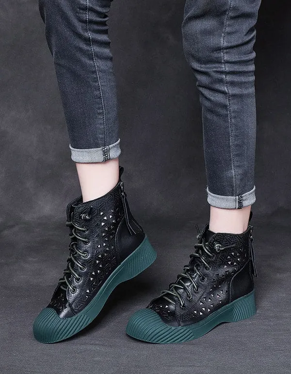 Women's Handmade Hollow Summer Leather Sneakers