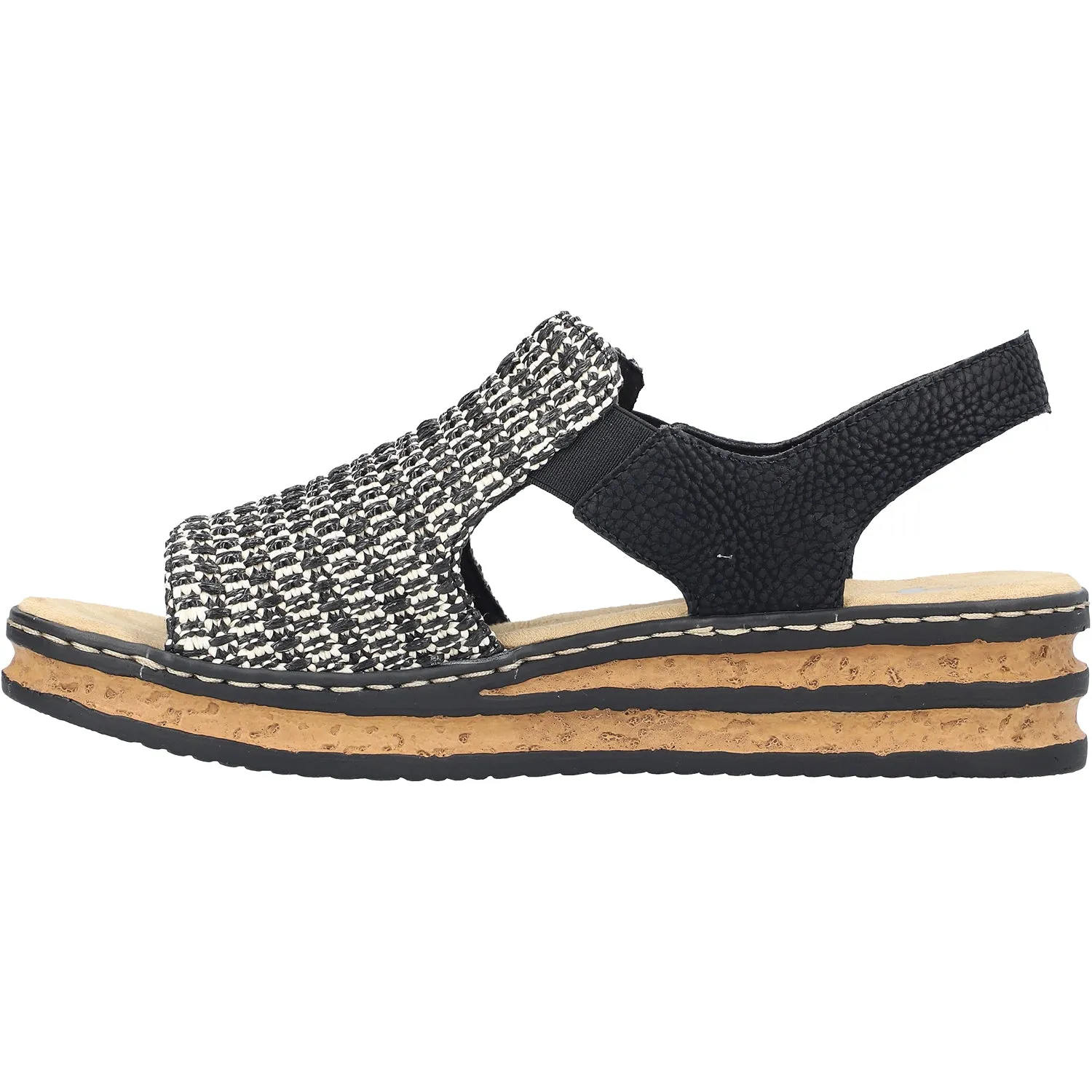 Women's Rieker 62971-00 Black/Sand Woven