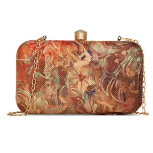 ZOUK FloLov Abstract Printed Women's Jute Handcrafted Multicolor Clutch